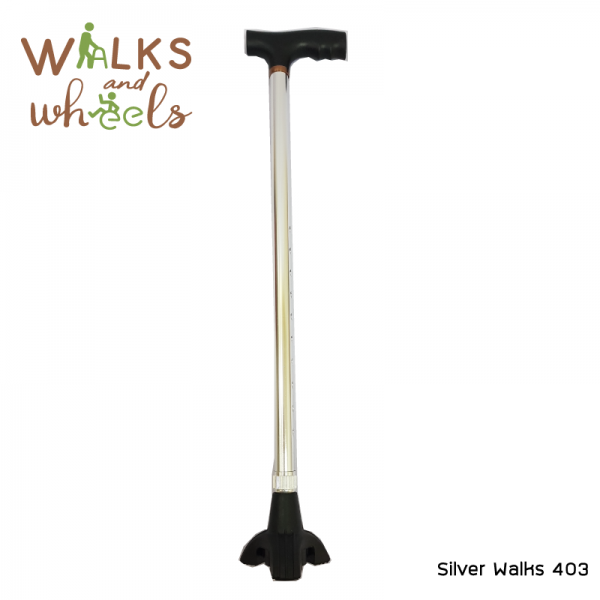 ไม้เท้าช่วยพยุง สีเงินสามขาปรับสูงต่ำได้ Silver-Walks 403