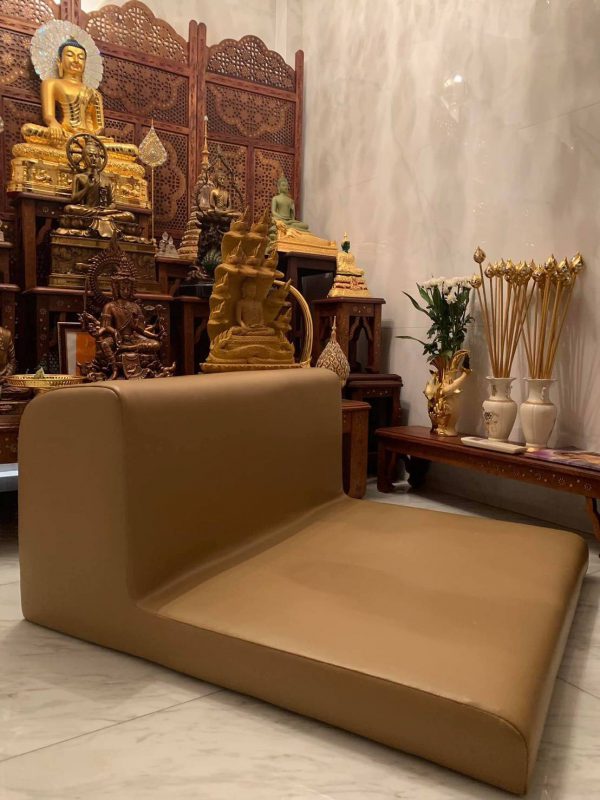 01 เบาะนั่งสมาธิ หุ้มหนัง รุ่นบัลลังก์พื้นหนา