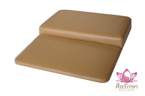 k8 เบาะนั่งสมาธิ หุ้มหนัง ฐานไม้
