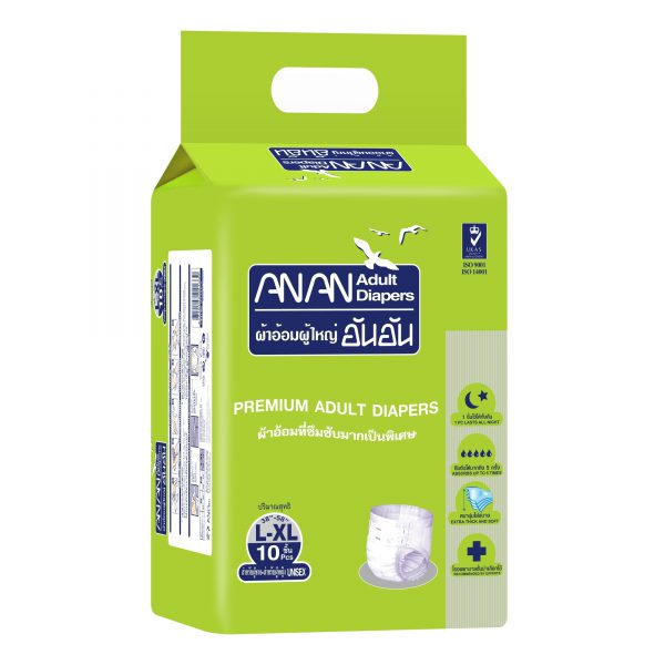 Anan 1แพ็ค สีเขียว อันอัน ผ้าอ้อมผู้ใหญ่แบบเทป ไซส์ L-XL แพ็ค 10 ชิ้น